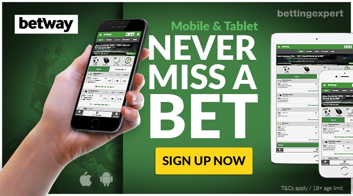 mobile version of the Betway website